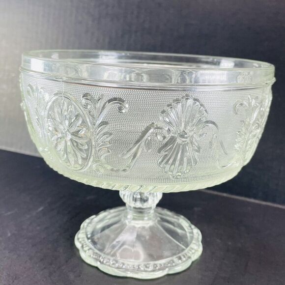 Indiana Tiara Sandwich Glass Compote Pedestal Clear Footed Bowl 5.5" VTG - Picture 3 of 7